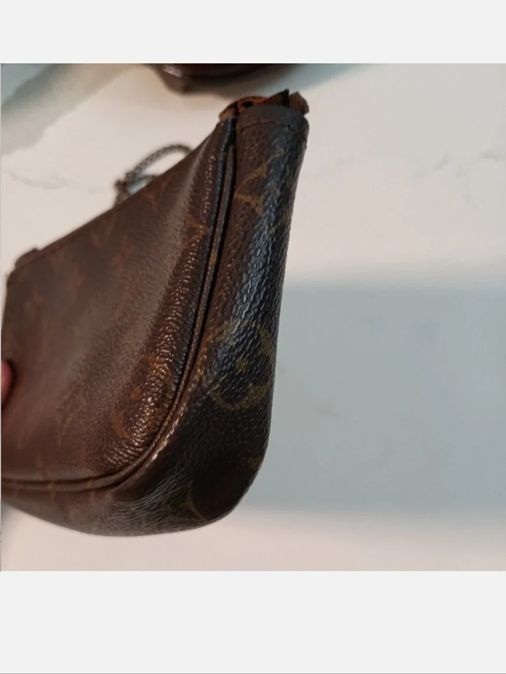 Authentic Louis Vuitton Monogram Pochette Accessoires Chain Wristlet Bag